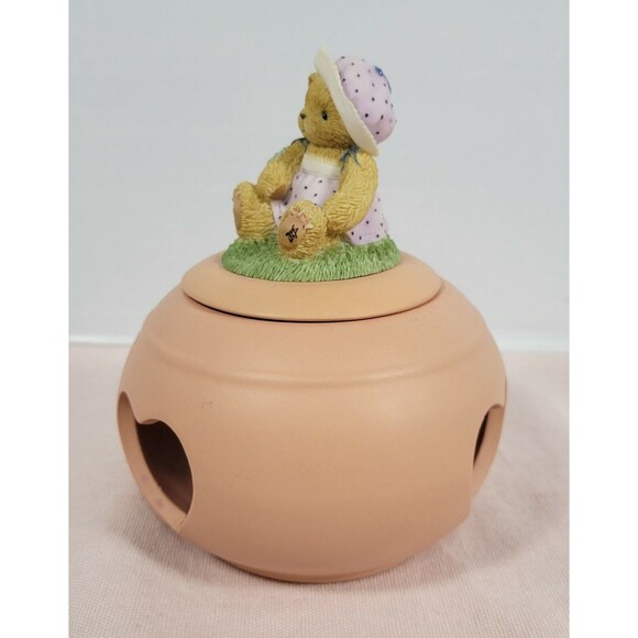 3 Piece Cherished Teddies 111601 Tea Light Round Heart Cutout Figurine Top 2002 - Picture 6 of 12